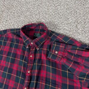Gitman Bros Shirt Mens Large Red Blue Plaid Made in USA Cotton Button Down